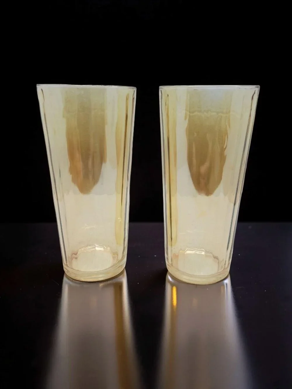 vintage set of 2  jeanette marigold lusterware 12oz drinking glasses